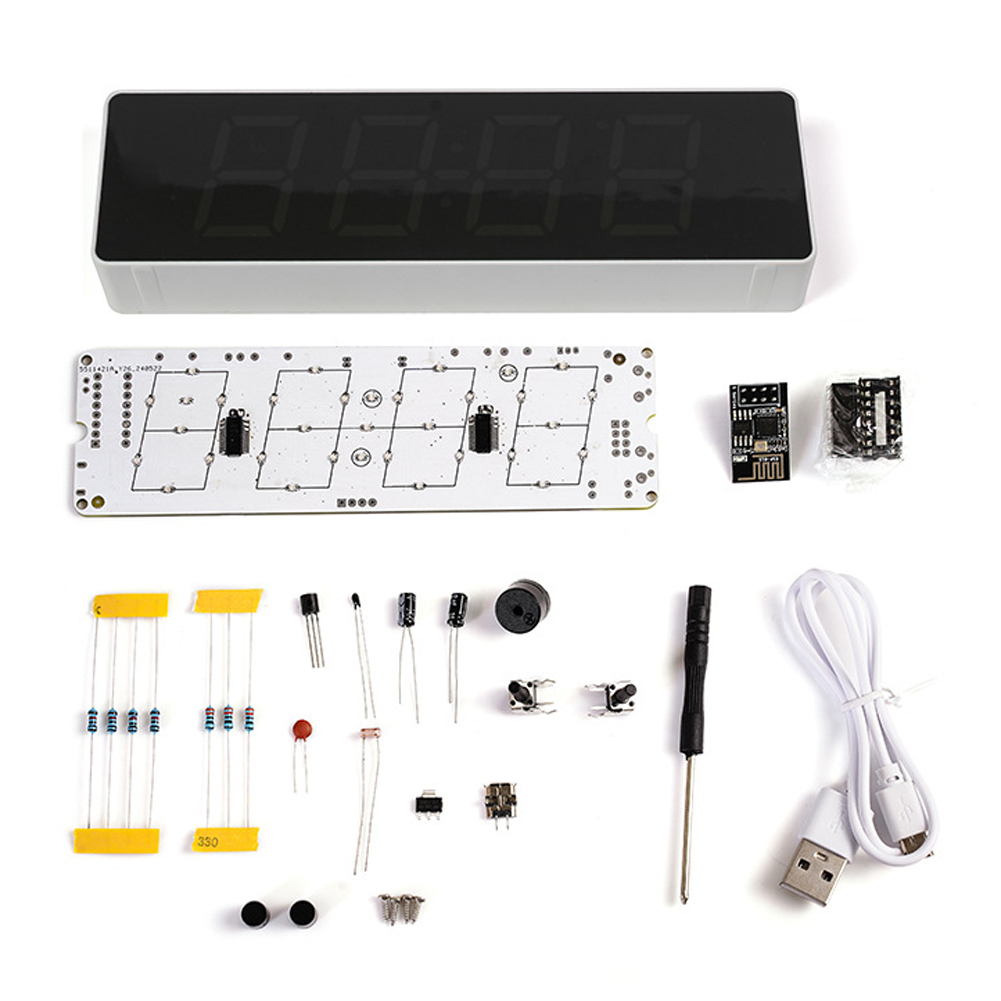 Diy Home Electronics Projects - カラフルなwifiインテリジェント電子時計キット、DIY溶接練習部品セット、自動時間同期、esp8266