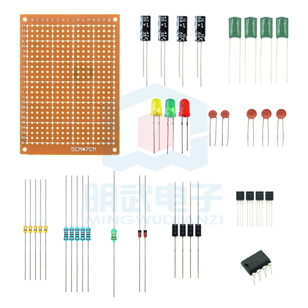Diy Electronics Basics - 溶接練習用コンポーネントパッケージの基本識別、トレーニングボードの挿入、電気・電子技術の教育、DIY