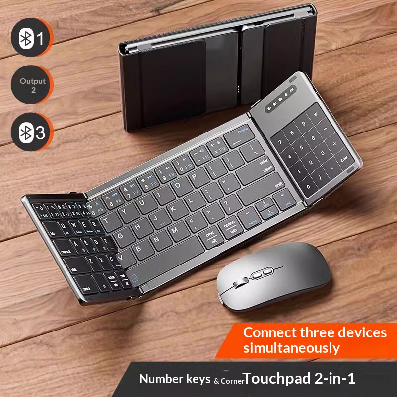Diy Mouse Electronics - Mengzu 三つ折りワイヤレス Bluetooth キーボード、数値タッチパッド付き、デスクトップ、ラップトップ用の 3 つのデバイスとマウスのコンボをサポート