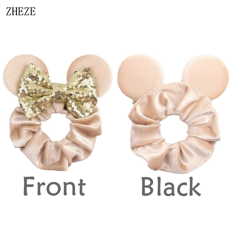 1pc マウス耳ヘアシュシュベルベットヘアバンド女の子のため - Diy Mouse Electronics のレビューと価格
