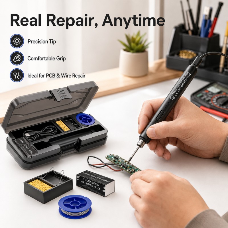 USB充電式はんだごてキット、3段階温度調節、DIY電子機器 - Diy Electronics Bench のレビューと価格