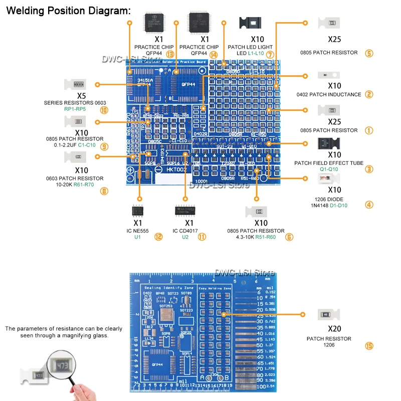 電子部品溶接ボード、DIYキット、スキルトレーニングボード、 - Diy Electronics Com のレビューと価格